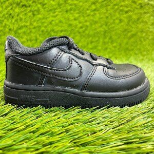 Nike Air Force 1 LE Toddler Size 7C Triple Black Athletic Leather Shoes Sneakers